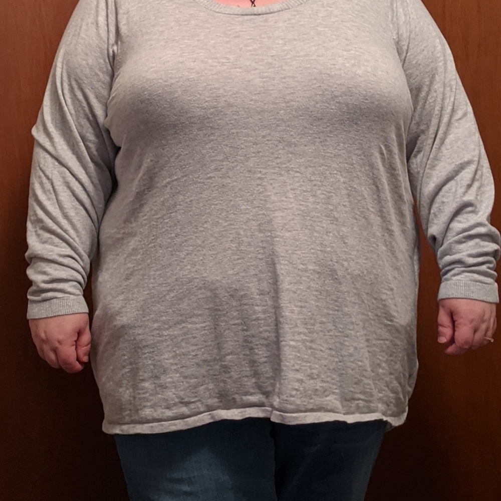 Grey sweater shirt with faux silk back